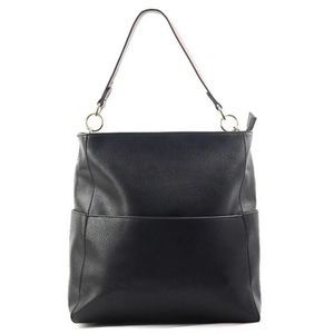 Womens Soft Large Black Faux Leather Hobo Purse Handbag Shoulder Bag Like-New